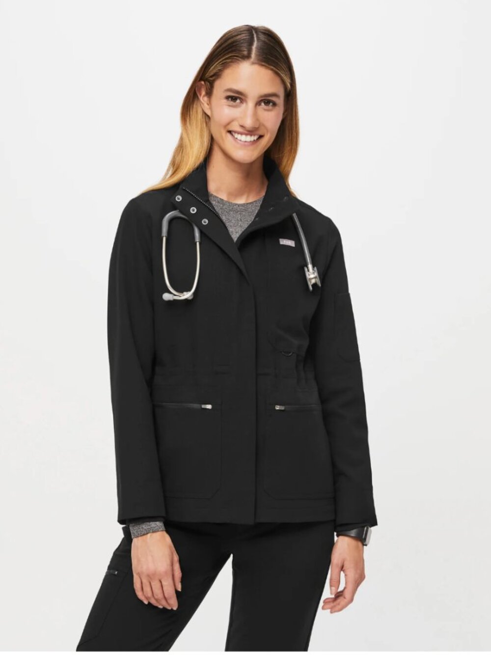 ✨ NWT FIGS FIONx™ Page Scrub Jacket – Black – Women's Size XS